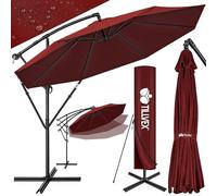 tillvex Ombrellone da Giardino 350 cm con copertura, frangivento e manovella | Ombrellone con asta per giardino, terrazza, balcone | in Alluminio con protezione UV - impermeabile | Ombrellone con base