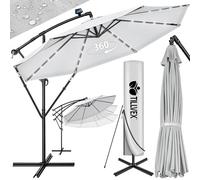 tillvex Ombrellone da Giardino LED Solar Ø 350 cm con manovella, couverture et parevent | Ombrellone con interruttore on/off e base | Materiale Alluminio con protezione UV - impermeabile
