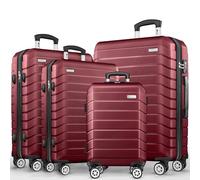 tillvex® Set di 4 valigie da viaggio + bilancia per bagagli, 4 cinghie per valigie e 4 etichette per bagagli, set da 4 ruote, trolley valigia TSA, serratura rigida M-L-XL, Rosso