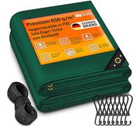 tillvex®, Telone di copertura con occhielli + 10 elastici e corda da 15 m, telo 650 g/m², impermeabile e antistrappo, telo in PVC di alta qualità, universale, per camion, piscina, mobili da giardino e