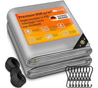 tillvex®, Telone di copertura con occhielli + 10 elastici e corda da 15 m, telo 650 g/m², impermeabile e antistrappo, telo in PVC di alta qualità, universale, per camion, piscina, mobili da giardino e