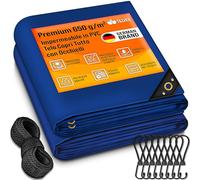 tillvex®, Telone di copertura con occhielli + 10 elastici e corda da 15 m, telo 650 g/m², impermeabile e antistrappo, telo in PVC di alta qualità, universale, per camion, piscina, mobili da giardino e