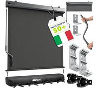 tillvex® Tenda da sole verticale 140 x 250 cm per interni ed esterni, impermeabile, con manovella, per balcone, terrazza e giardino, protezione solare in alluminio, tenda avvolgibile per balcone