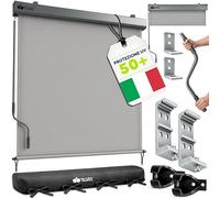 tillvex® Tenda da sole verticale 200 x 250 cm per interni ed esterni, impermeabile, con manovella, per balcone, terrazza e giardino, protezione solare in alluminio, tenda avvolgibile per balcone