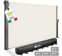 tillvex® Tenda laterale estensibile e oscurante 160 x 400 cm con copertura per balcone, giardino e terrazzo | Tenda a rullo con supporto a parete | Protezione dal sole, in acciaio inox, antivento
