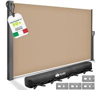 tillvex® Tenda laterale estensibile e oscurante 160 x 400 cm con copertura per balcone, giardino e terrazzo | Tenda a rullo con supporto a parete | Protezione dal sole, in acciaio inox, antivento