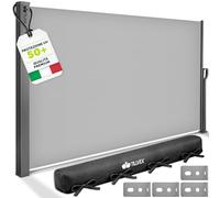 tillvex® Tenda laterale estensibile e oscurante 180 x 300 cm con copertura per balcone, giardino e terrazzo | Tenda a rullo con supporto a parete | Protezione dal sole, in acciaio inox, antivento