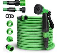 tillvex Tubo da Giardino flessibile 7,5-30m in estensione, Versione Migliorata 2019, Tubo Flessibile per Innaffiare, Tubo Flessibile per Laghetto da Giardino, Verde (30m, Verde)