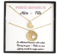TILOVE Set di 2 collane da donna con ciondolo a forma di cuore Madre Figlia 2 gioielli personalizzati consegnati in una scatola con messaggio portafortuna. Idea regalo per compleanno, Natale, festa