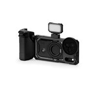 TILTA Khronos - Custodia Street Snap per iPhone 17 Pro Max, compatibile con iPhone 17 Pro con impugnatura Focus PD, polarizzatore magnetico e pannello LED, nero TK-IP17-PMA-B