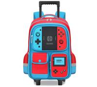 TILYTADLY Zaino per ragazzi - Zaino da gamer con ruote, trolley per la scuola, per ragazzi, rosso-blu-Solo zaino