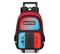 TILYTADLY Zaino per ragazzi - Zaino da gamer con ruote, trolley per la scuola, per ragazzi, rosso-blu-Solo zaino