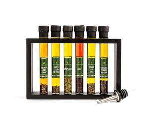 Tilz - Set regalo con olio d'oliva infuso - 6 x 40 ml aromatizzato, olio da cucina/olio per immersione pane, olio di basilico, olio di aglio, olio di peperoncino, olio di limone, rosmarino, origano,