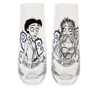 Tim Burton Corpse Bride " Caro Amato " senza Stelo Scanalato Vetreria Set Di 2