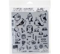 Tim Holtz Cling Stamps 7"X8.5"-Mini Bird Crazy & Things CMS-LG-250
