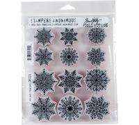 Tim Holtz Cling Stamps 7""X8.5""-Mini Swirley Snowflakes