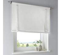 Tim - Tenda a pacchetto in 100% cotone, con coulisse, larghezza 80 cm, altezza 100 cm, colore: Bianco