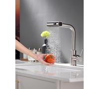 TIMACO - Rubinetto da cucina con doccetta estraibile, rubinetto da cucina orientabile a 360°, miscelatore per lavello da cucina monocomando, nichel spazzolato