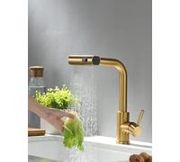 TIMACO Rubinetto da cucina girevole a 360° e estraibile - Miscelatore monocomando per lavello della cucina - Oro spazzolato