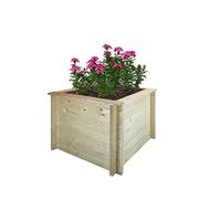 TIMBELA L’aiuola di giardino sopraelevata in legno - 78x78x57 cm - i vasi esterni per i giardini, balconi, terrazze, spezie, verdure- legno di pino/abete solido di 28 mm M621