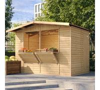 TIMBELA M150 Capanno in Legno Multifunzione - Chiosco da Giardino per Bar, Espositore Con Bancone, 336x263 cm/6 m2 - Stand di Vendita, Cabina