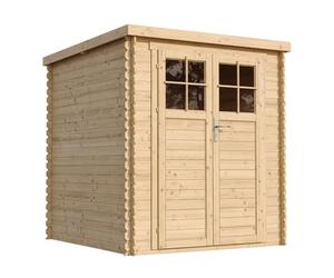 TIMBELA M309F+M309G Casetta da Giardino in Legno per Esterni CON PAVIMENTO TRATTATO - A200x204x204 cm/3.53 m2 - con porta con serratura di alta qualità - Piccola Casetta in Legno, Rimessa Attrezzi