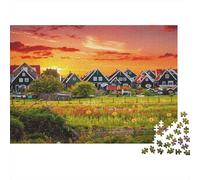 Timber Houses Jigsaw Puzzle 1000 Pezzi Riciclato Materiale Sunset Glow Puzzles for Bambini Ages 6 Years Up Divertente And Stimolante Famiglia Gioco Attività 70x50cm/1000pcs