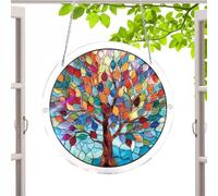 Timber Pattern Catcher - Geometric Window Pendant, Reflective Balcony Decor, Artistic Prism Sculpture, Decorative Farmhouse Style Frame | Birthday Present Idea, Great for Adults Women Men