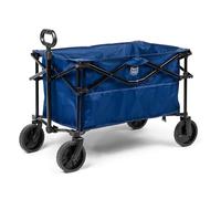 TIMBER RIDGE Folding Collapsible Wagon, Utility Push Pull Beach Wagon with All-Terrain Universal Wheels, Heavy Duty Foldable Grocery Cart for Outdoor Garden Camping Shopping, Holds 225 lbs, Dark Blue