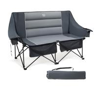 TIMBER RIDGE Sedia da campeggio pieghevole per 2 persone, da campeggio, portata 320 kg, XXL, 2 posti, con tasche laterali, schienale alto, extra lungo, per esterni, giardino, balcone, interni