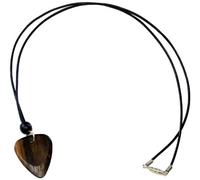 Timber Tones - Collana di pelle con plettro in legno d'ebano di Macassar, 61 cm