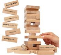 Timber Tower - Gioco impilabile con blocchi di legno, regalo di San Valentino 2026, gioco romantico per coppie, flirtare, parlare, sfida per appuntamenti notturni, anniversari, 54 divertenti blocchi