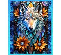 TIMBER WOLF COMPOSITION NOTEBOOK Diary Journal Workbook -Blue Ice Floral- Wildlife Wild Animal Nature Canine Dog Art Lover Gift: ֍7.25x9.5 Wide Rule֎ ... Homeschool High School Ivy League University