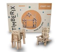 TIMBERIX Start 140 set di mattoncini da costruzione con 140 pezzi, giocattolo in legno Made in Germany
