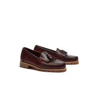 Timberland Authentic - Mocassini con 3 occhielli bordeaux in pelle pieno fiore-Rosso 47.5