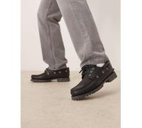 Timberland Authentic - Scarpe da barca classiche nere intrecciate in pelle a 3 occhielli-Nero 10