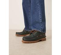 Timberland Authentic - Scarpe da barca classiche verdi intrecciate in pelle a 3 occhielli-Verde 7.5