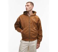 Timberland - Bomber beige scuro con cappuccio in tela pesante slavata-Neutro 114-119 CM