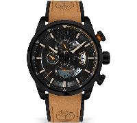 Timberland Callahan TDWGF2102603 Men's 46mm Black Dial Quartz Watch - Brown Leather Strap