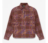 Timberland - Camicia a Quadri in Flanella con Zip a un Quarto da Uomo in marrone scuro, Uomo, marrone, Taglia: S