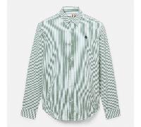 Timberland - Camicia in Seersucker a Maniche Lunghe a Righe da Uomo in verde scuro, Uomo, verde, Taglia: M