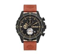 Timberland Dunford TBL16003JYB/02 Men's 46mm Black Dial Quartz Watch, Brown Leather Strap