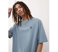 Timberland - Dunstan River - T-shirt vestibilità comoda azzurra con logo piccolo-Blu 122-127 CM