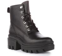 Timberland - Everleigh - Stivali stringati da 6" in pelle pieno fiore neri con suola spessa-Nero 41