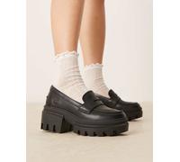 Timberland - Everleigh - Mocassini con tacco e suola spessa neri in pelle-Nero 40
