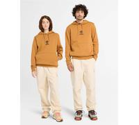 Timberland - Felpa con cappuccio color grano con logo stampato-Marrone 114-119 CM