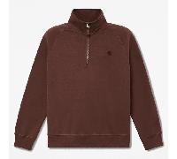 Timberland - Felpa con Zip a un Quarto e Logo Ricamato Exeter River da Uomo in marrone scuro, Uomo, marrone, Taglia: M