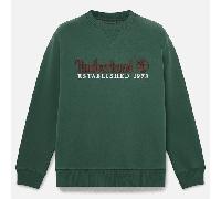 Timberland - Felpa Girocollo con Logo Established 1973 Ricamato da Uomo in verde scuro, Uomo, verde, Taglia: L