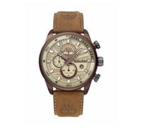Timberland Henniker II TBL14816JLBN07 Men's 46mm Beige Dial Dual Time Quartz Watch - Brown Leather Strap