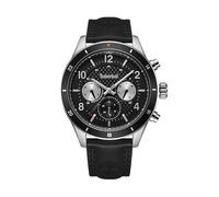 Timberland Hooksett TDWGF2201001 Men's 46mm Black Dial Quartz Watch, Black Leather Strap